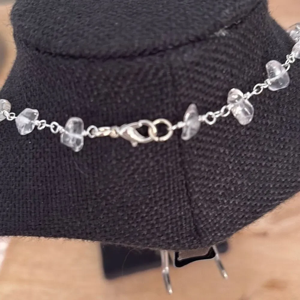Sparkling Crystal and Silver Necklace, 18”, NEW, Handmade
